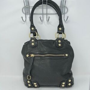 Linea Pelle Black Leather Tote Shoulder Bag Purse